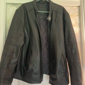 black leather jacket
